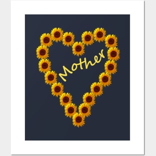 Mothers Day Sunflower Love Heart for Mother Posters and Art